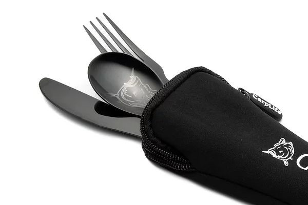 CarpLife Black Etched Stainless Steel Cutlery Set