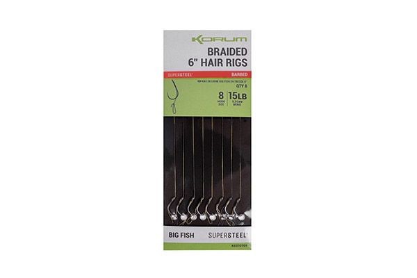 Korum Big Fish Braided Hair Rigs 6 inch - Barbed