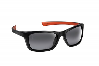 Fox Collection Wraps Black/Orange Sunglasses - Grey Lens