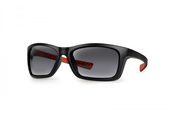 Fox Collection Wraps Black/Orange Sunglasses - Grey Lens