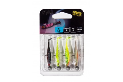 Fox Rage Ultra UV Micro Tiddler Fast Mixed Colour Loaded Lure Pack 5cm x 4pcs