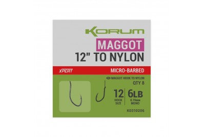 Xpert Maggot Hooks to Nylon 12"